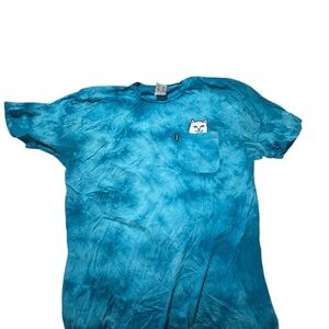 Blue rip n dip Tie-Dye T-Shirt with Cat Pocket
